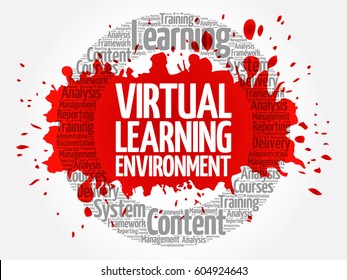 Virtual Learning Environment circle word cloud, business concept