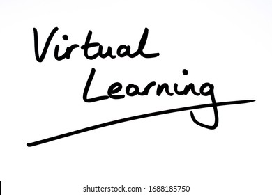 Virtual Learning Handwritten On A White Background.