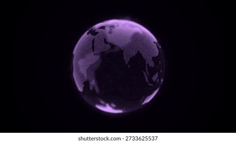 Virtual planet Earth with particles and lines. Network connection big data. Abstract technology purple background. 3D rendering.