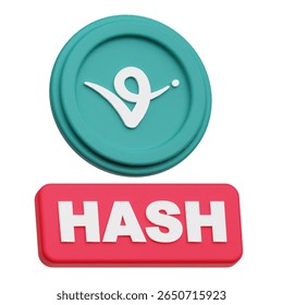 virtual protocol crypto token 3d icon isolated on the white background