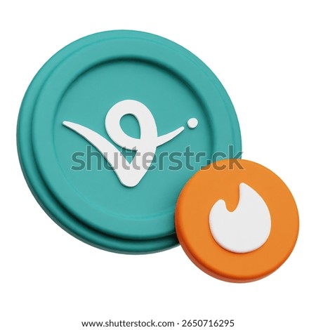 virtual protocol crypto token 3d icon isolated on the white background