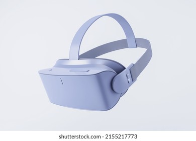 Virtual reality concept with side view on modern purple VR headset on light background. 3D rendering - Powered by Shutterstock