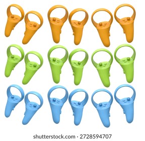 Virtual reality controllers for online and cloud gaming isolated on white background with clipping path. 3D rendering of device for augmented reality or VR