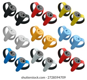 Virtual reality controllers for online and cloud gaming isolated on white background with clipping path. 3D rendering of device for augmented reality or VR