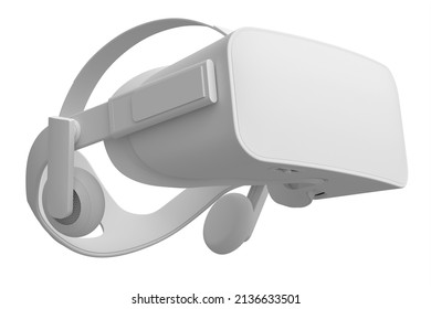 Virtual reality glasses isolated on white monochrome background. 3d render of goggles for virtual design in augmented reality or virtual gaming
