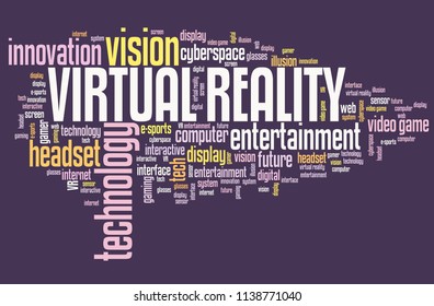 Virtual reality technology concept - VR word cloud sign.