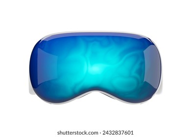 Virtual reality technology, vr glasses front view on empty white background. Concept of metaverse, futuristic equipment and immersive. 3D rendering illustration