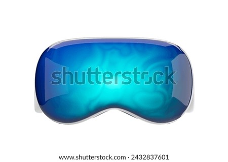 Virtual reality technology, vr glasses front view on empty white background. Concept of metaverse, futuristic equipment and immersive. 3D rendering illustration