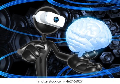 Virtual Reality VR Brain 3D Illustration
