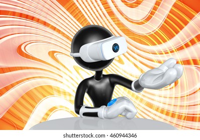 Virtual Reality VR Device Presenter 3D Illustration