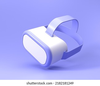 Virtual Reality Or VR Goggles 3D Icon With Text On Purple Background. VR Goggles Icon, Virtual Reality Technology, Metaverse Virtual World Concept. 3d Render Illustration