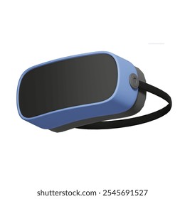  a virtual reality (VR) headset with a minimalist and modern design. The device has a black front panel resembling a screen or VR lens, framed by a light blue casing. - Powered by Shutterstock