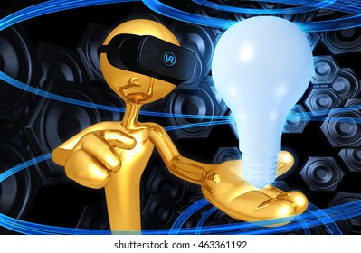 Virtual Reality VR Light Bulb 3D Illustration 