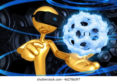 Virtual Reality VR Molecule 3D Illustration