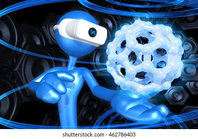 Virtual Reality VR Molecule 3D Illustration