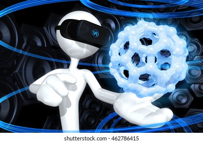 Virtual Reality VR Molecule 3D Illustration