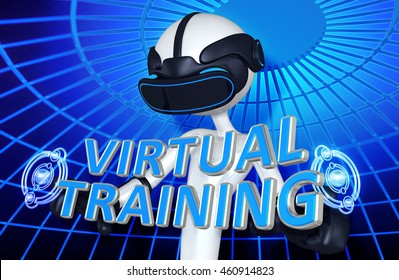 Virtual Reality VR Training 3D Illustration