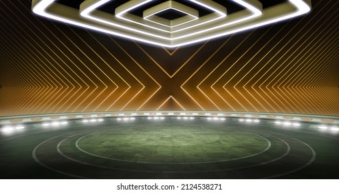 Virtual show  studio backdrop template  Ideal for tv game shows  even gambling events  3D rendering background suitable VR tracking system stage sets  and green screen