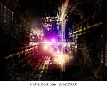 Virtual Space of Technology series. Composition of abstract elements in 3D space on science, education, communication and modern technology.