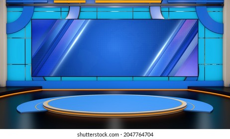 Virtual Studio Set.news Studios Background.3D Render Virtual Studio Background.television Set Design News Studio.