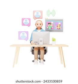 Virtual Team Collaboration - 3D Character Illustration for Business - Powered by Shutterstock