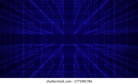 Virtual technology background. Raster version.Connection structure lines and dots. 3d rendering.