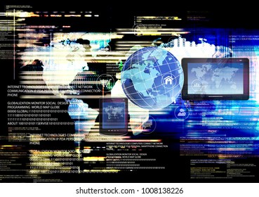 virtual technology internet 3d rendering illustration