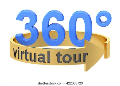 Virtual Tour, 360 degrees concept. 3D rendering isolated on white background
