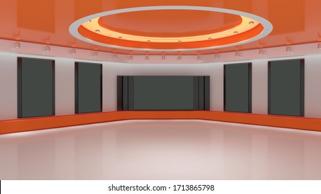 Virtual TV Studio 3D Illustration