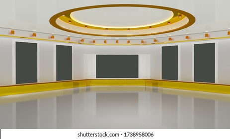 Virtual TV Studio 3D Illustration