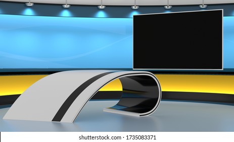 Virtual TV Studio 3d Rendering