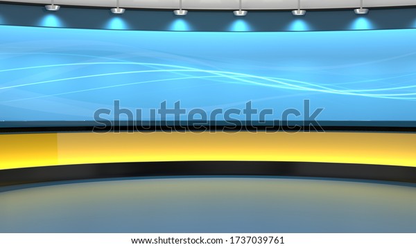 Virtual Tv Studio 3d Rendering Stock Illustration 1737039761