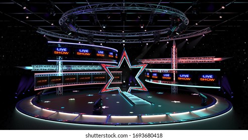 Virtual TV Studio Entertainment Set 4. 3d Rendering.
Virtual Set Studio For Chroma Footage. Wherever You Want It, With A Simple Setup, A Few Square Feet Of Space, And Virtual Set, You Can Transform An