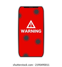 Virus Alert On A Cell Phone Screen, Computer Virus Or Bacteria Or Coronavirus