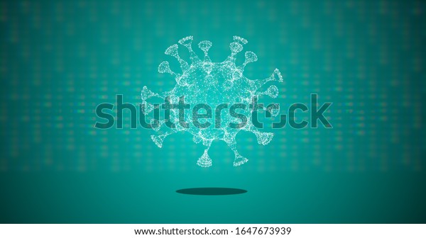 Virus attacking your computer over green background\
with matrix going\
down.