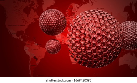 The Virus Attacks The World Pushing The Boundaries Of Coronavirus Diseases Around The Globe. 3d Render.