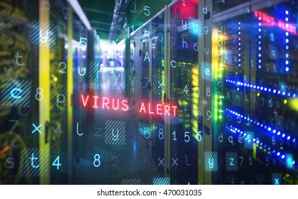 Virus background against view of data technology