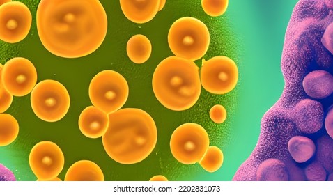 Virus And Background With Disease Cells. Corona Virus Outbreaking And COVID-19 Pandemic Medical Health Risk Concept. Illustration