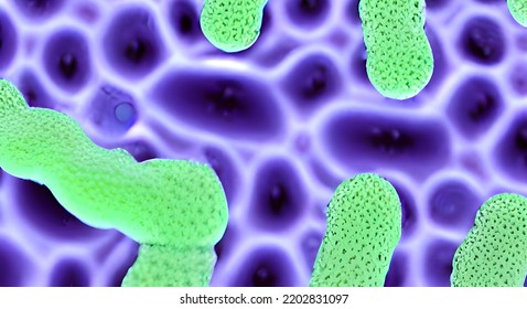 Virus And Background With Disease Cells. Corona Virus Outbreaking And COVID-19 Pandemic Medical Health Risk Concept. Illustration