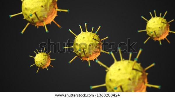 Virus And Bacteria Under Electron\
Microscope. Epidemic Disease. 3D\
Illustration.