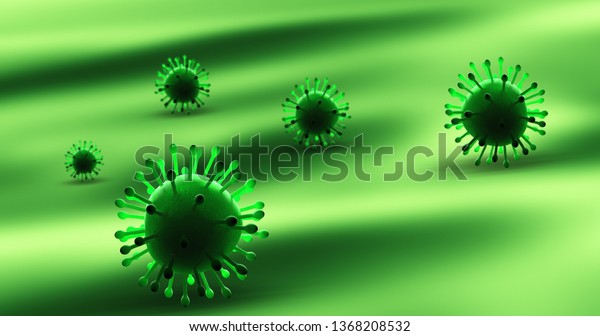 Virus And Bacteria Under Electron\
Microscope. Epidemic Disease. 3D\
Illustration.