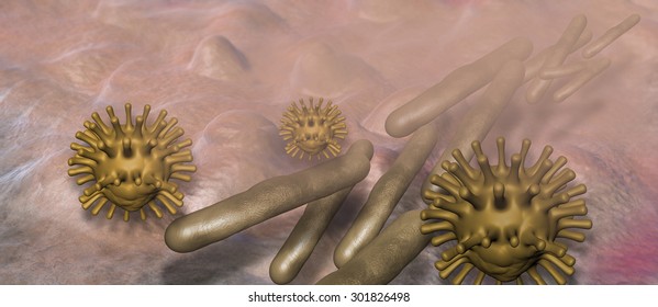Virus and bacterium background - High Quality 3D Render