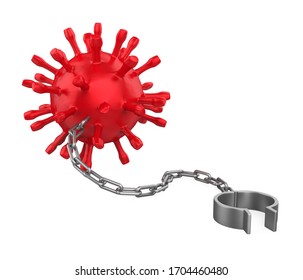 Virus Ball And Chain Isolated. 3D Rendering