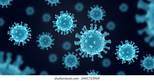 Virus. Blue color. 3d illustration.