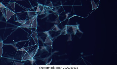 Virus, Broken Data. Abstract Background With Broken Moving Lines And Dots. The Concept Of Big Data, Technology And Science. Connection To The World Wide Web Failed. 3d Rendering