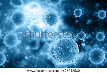 Virus cell attacks immune system. Medical background. 3d render	