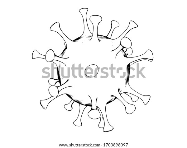 Virus Cell Drawing Isolated On White Stock Illustration 1703898097
