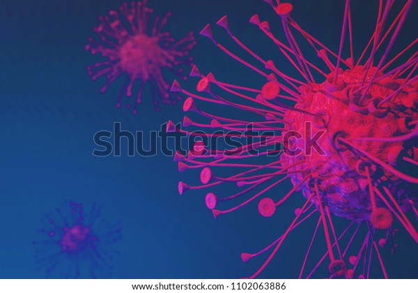 Virus Cell T-Cell cancer cell with
receptors dendritic cells antigen-presenting cells mammalian immune
system virus and virology concept 3d rendering
