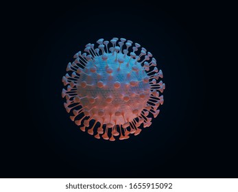 Virus Cells. Coronavirus Structure, 3D Render