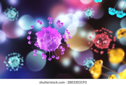 virus close-up, bacteria, 3d rendering